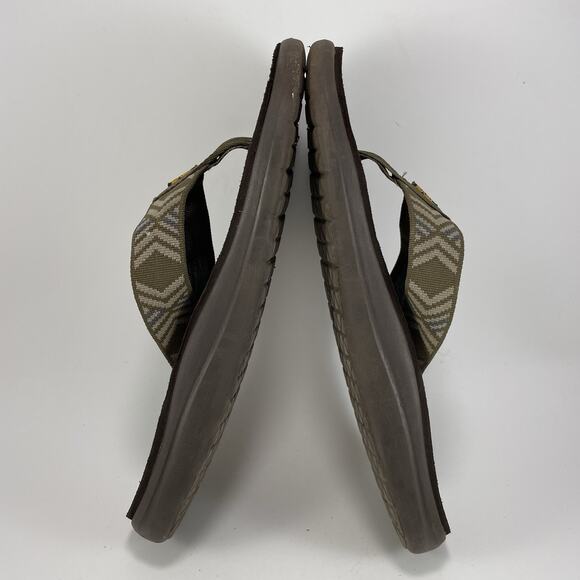 Teva Voya Canvas Flip Flops Mens Size 9 Olive Green Sandals Beach Pool Comfort - Picture 6 of 9